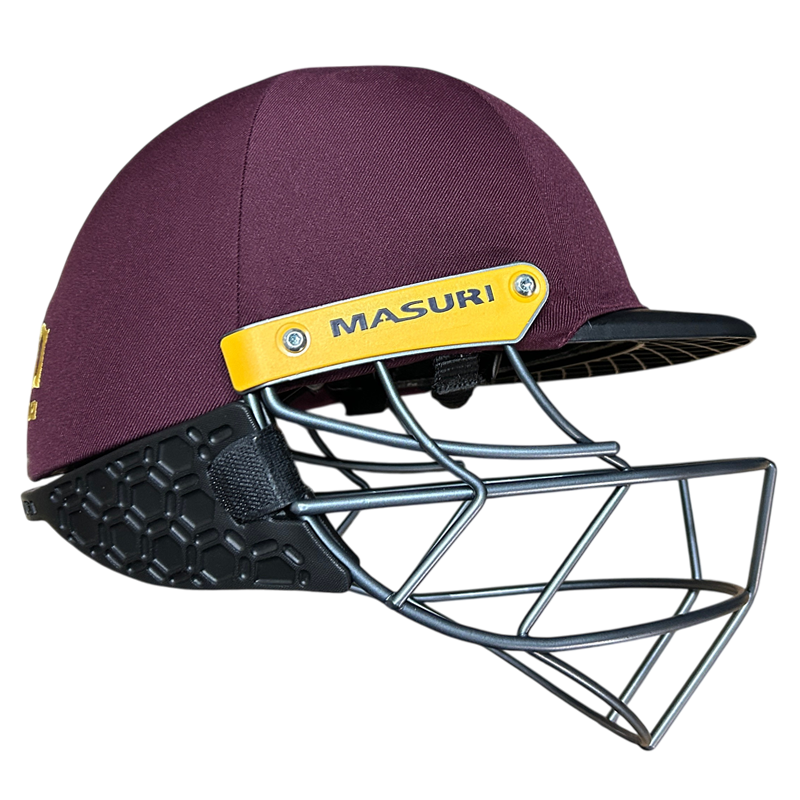 Masuri C Line plus cricket helmet with neck stem guard fitted maroon