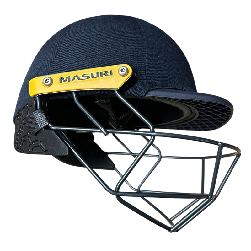 Masuri C Line Plus Junior cricket helmet with neck guard fitted navy