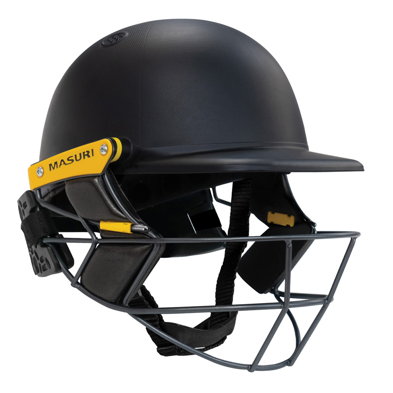 masuri t-line steel grid helmet with neck guard navy